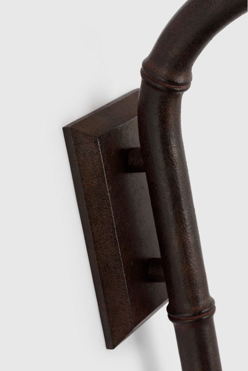 Alana 27" Curved Tail Sconce | French Rust | Linen Shade