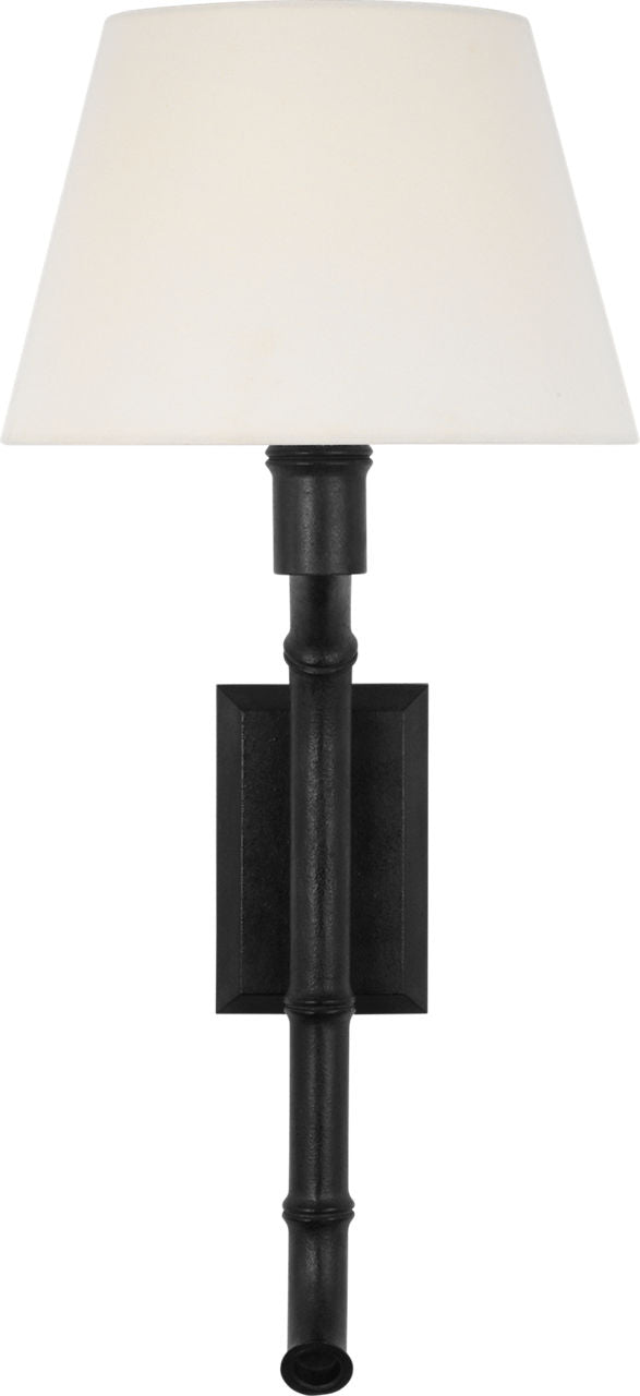 Alana 27" Curved Tail Sconce | French Rust | Linen Shade
