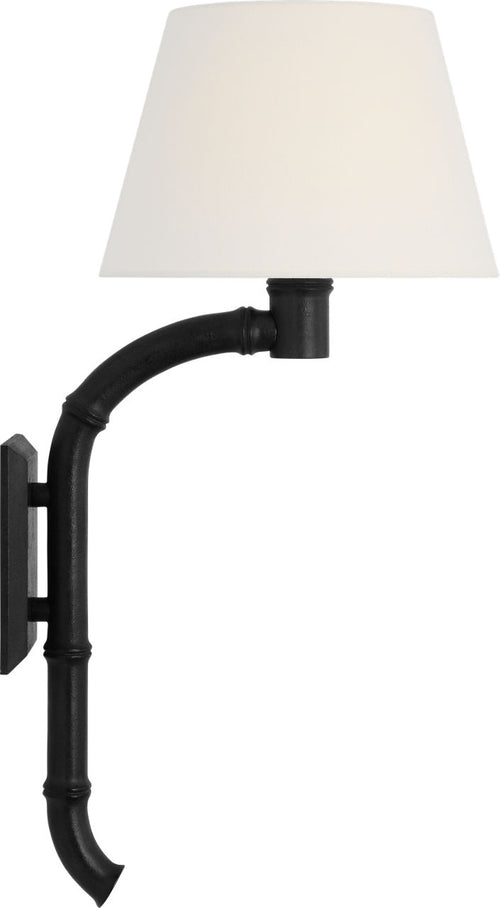 Alana 27" Curved Tail Sconce | French Rust | Linen Shade