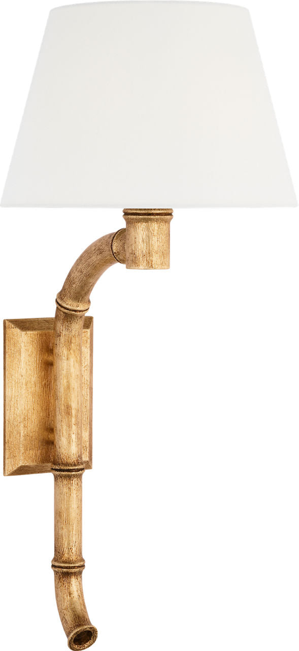 Alana 27" Curved Tail Sconce | Gilded Plaster | Linen Shade