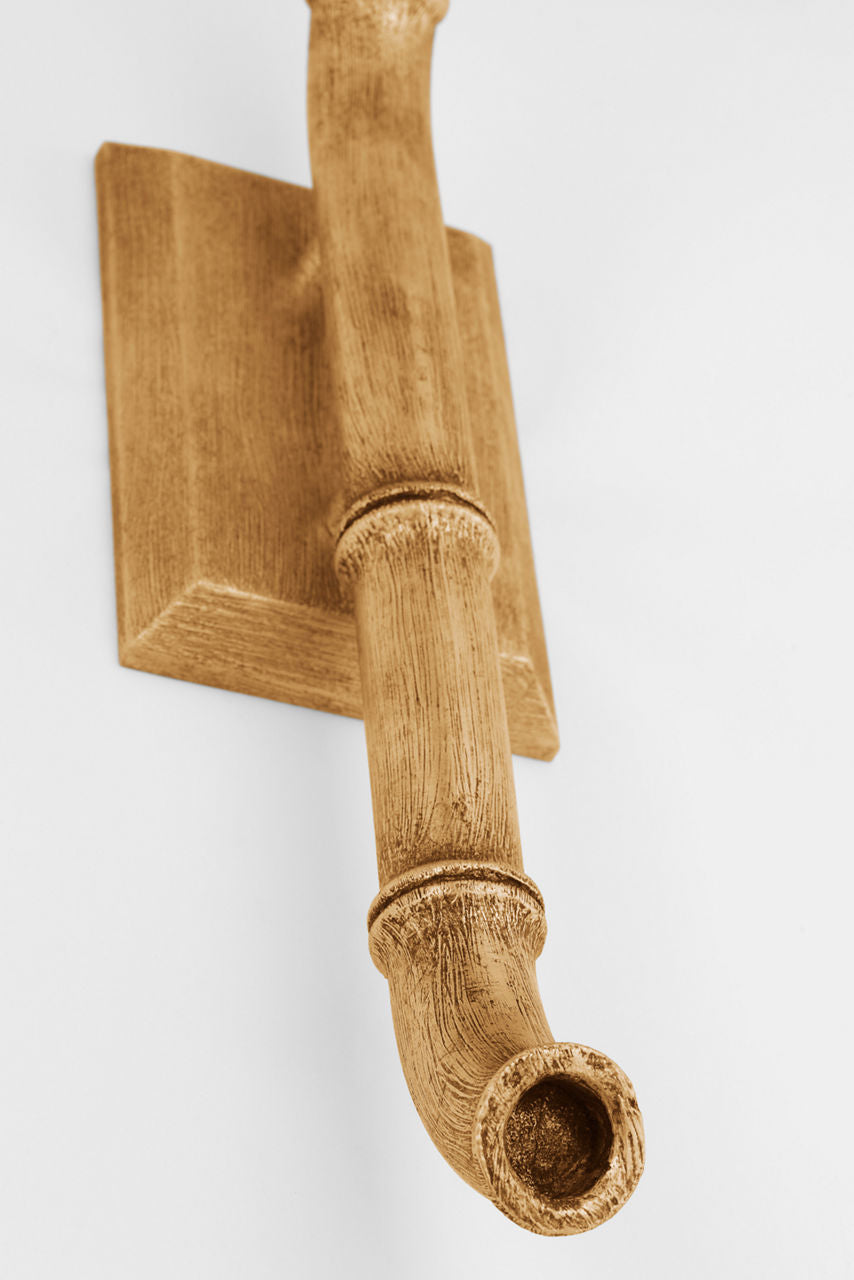 Alana 27" Curved Tail Sconce | Gilded Plaster | Linen Shade