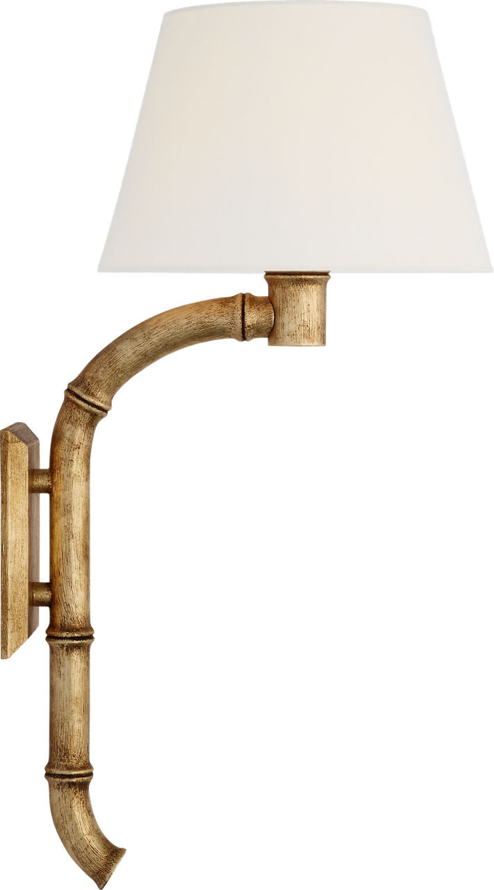 Alana 27" Curved Tail Sconce | Gilded Plaster | Linen Shade