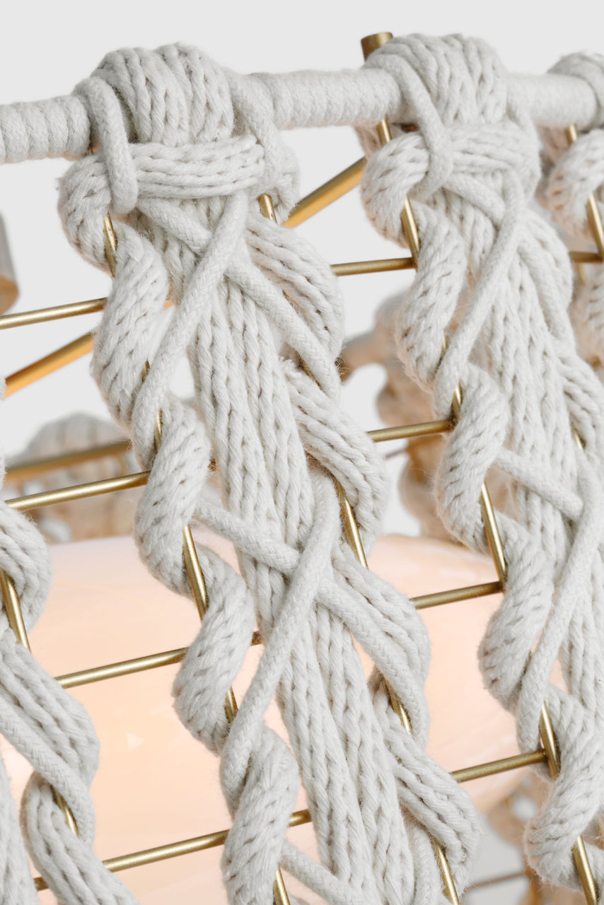 Catania 17" Flush Mount | Antique-Burnished Brass | Cream Braided Rope