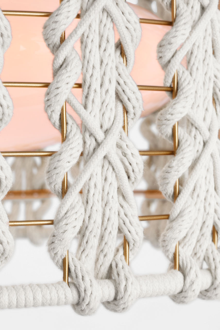 Catania 17" Flush Mount | Antique-Burnished Brass | Cream Braided Rope