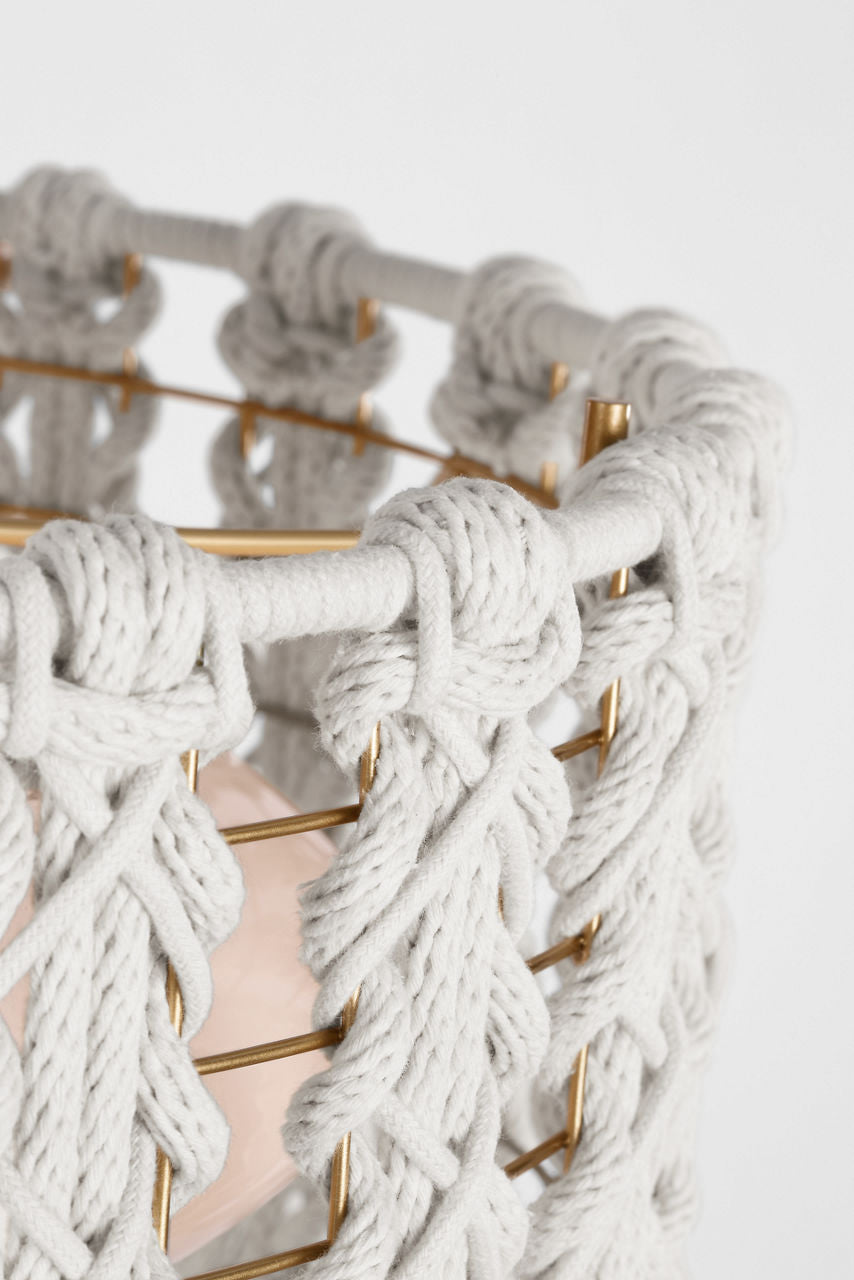 Catania 17" Flush Mount | Antique-Burnished Brass | Cream Braided Rope