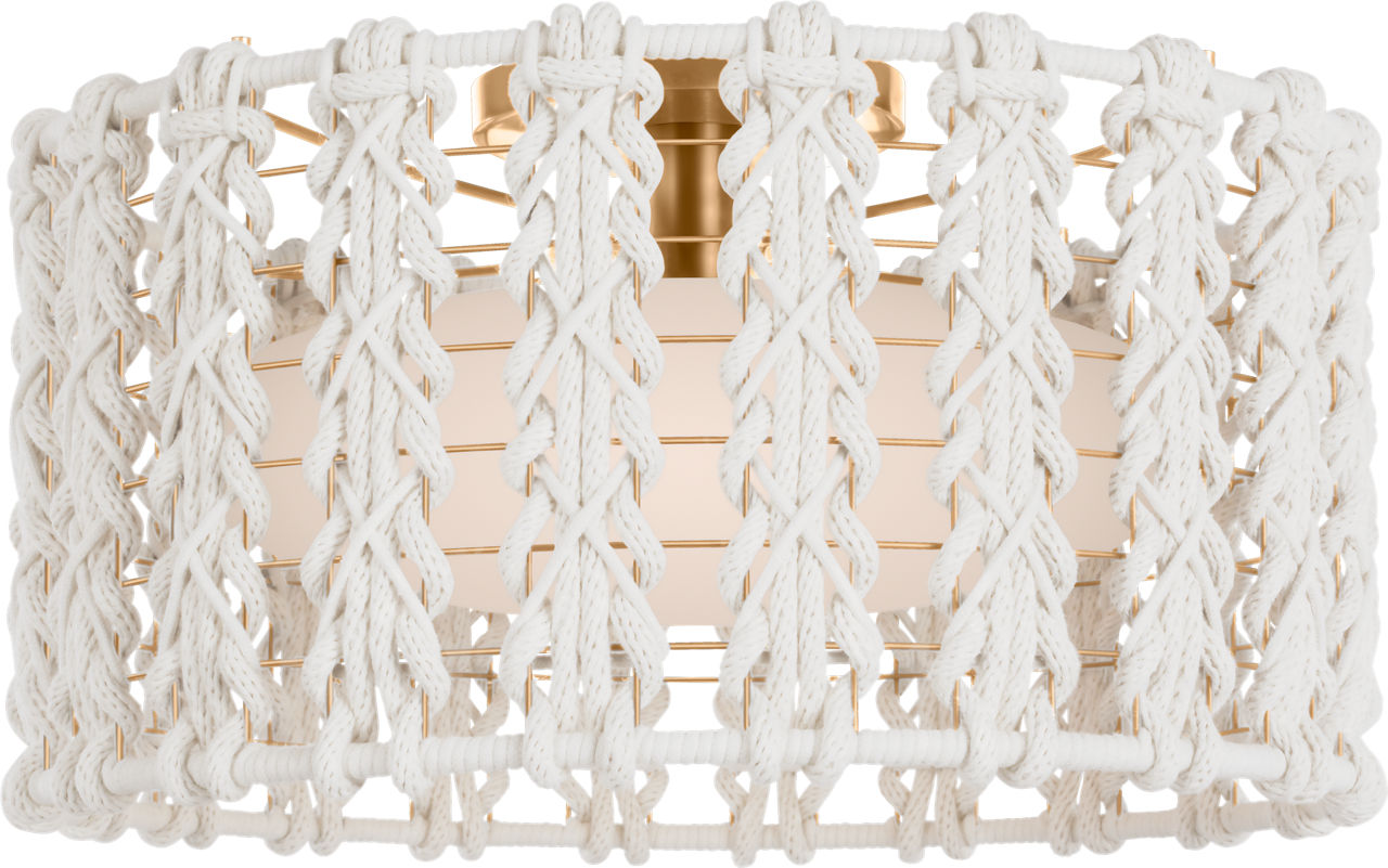 Catania 17" Flush Mount | Antique-Burnished Brass | Cream Braided Rope
