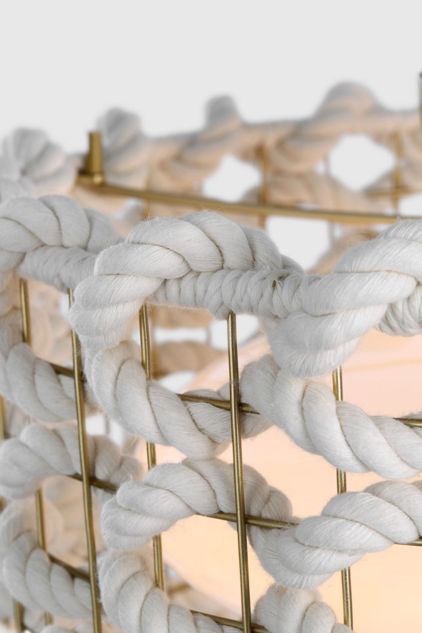 Catania 17" Flush Mount | Antique-Burnished Brass | Cream Woven Rope