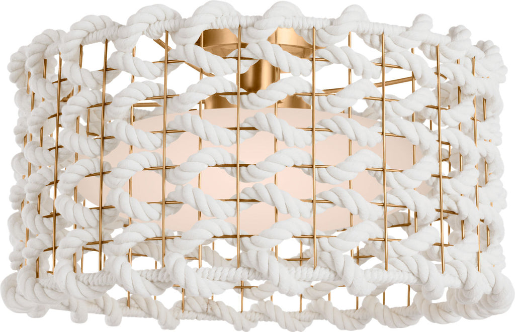 Catania 17" Flush Mount | Antique-Burnished Brass | Cream Woven Rope