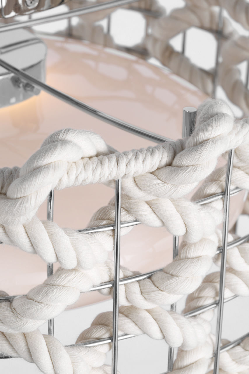 Catania 17" Flush Mount | Polished Nickel | Cream Woven Rope