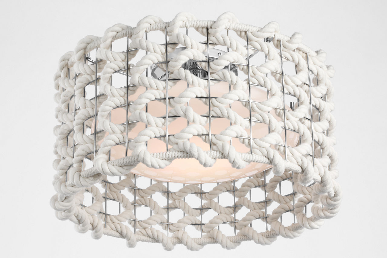 Catania 17" Flush Mount | Polished Nickel | Cream Woven Rope
