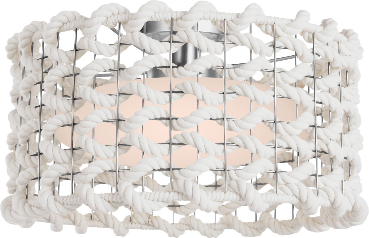 Catania 17" Flush Mount | Polished Nickel | Cream Woven Rope
