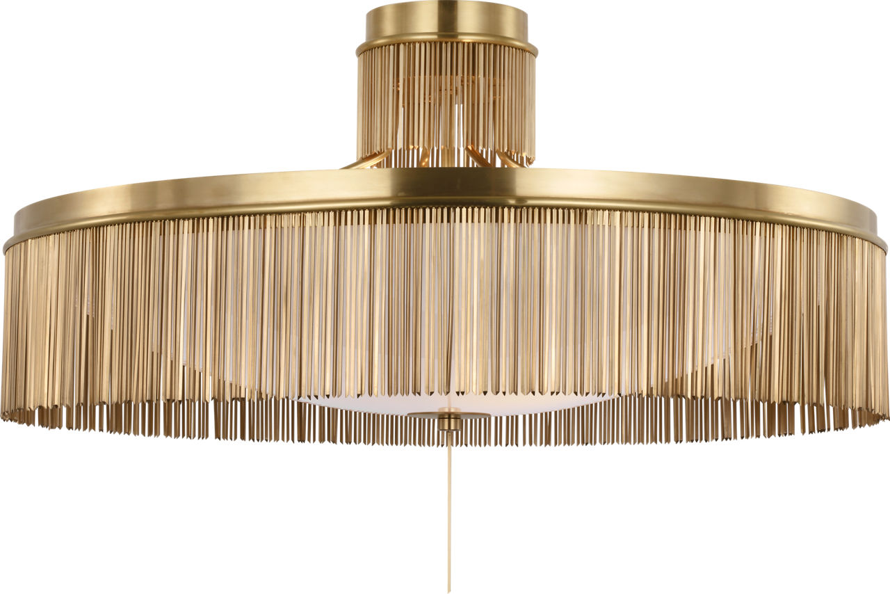 Sutton 32" Flush Mount | Antique-Burnished Brass | White Glass