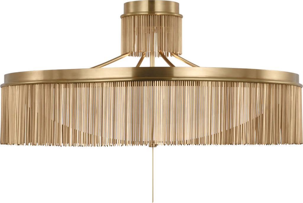 Sutton 32" Flush Mount | Antique-Burnished Brass | White Glass