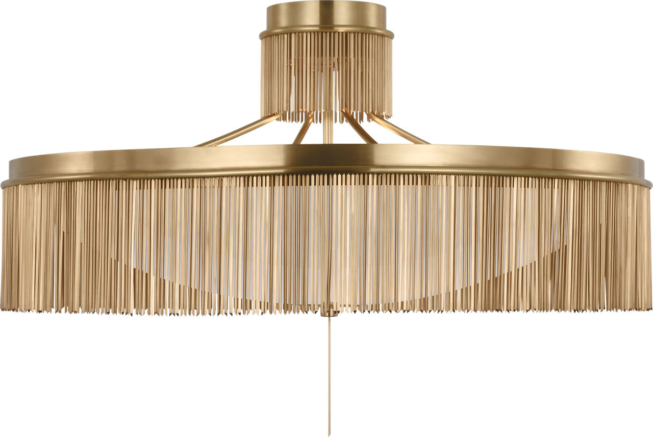 Sutton 32" Flush Mount | Antique-Burnished Brass | White Glass