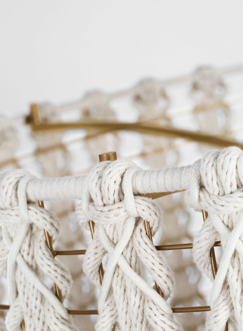 Catania 30" Hanging Shade | Antique-Burnished Brass | Cream Braided Rope