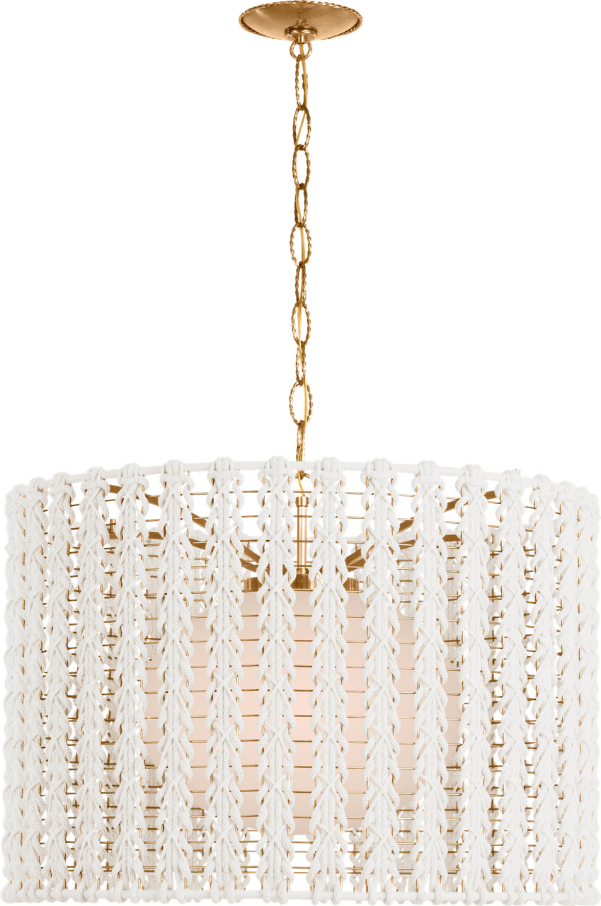 Catania 30" Hanging Shade | Antique-Burnished Brass | Cream Braided Rope