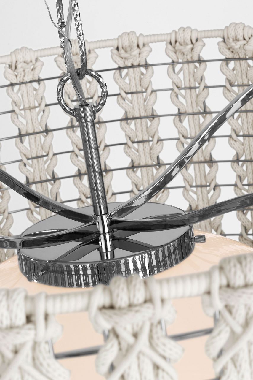 Catania 30" Hanging Shade | Polished Nickel | Cream Braided Rope