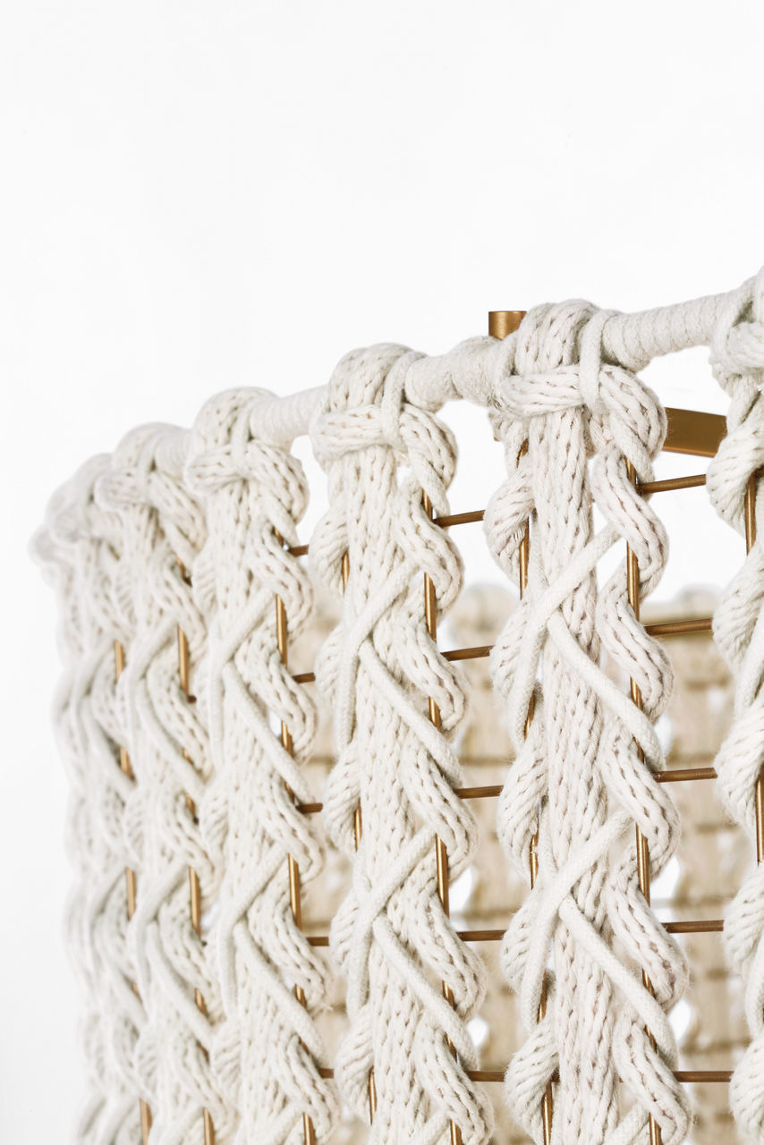 Catania 40" Hanging Shade | Antique-Burnished Brass | Cream Braided Rope