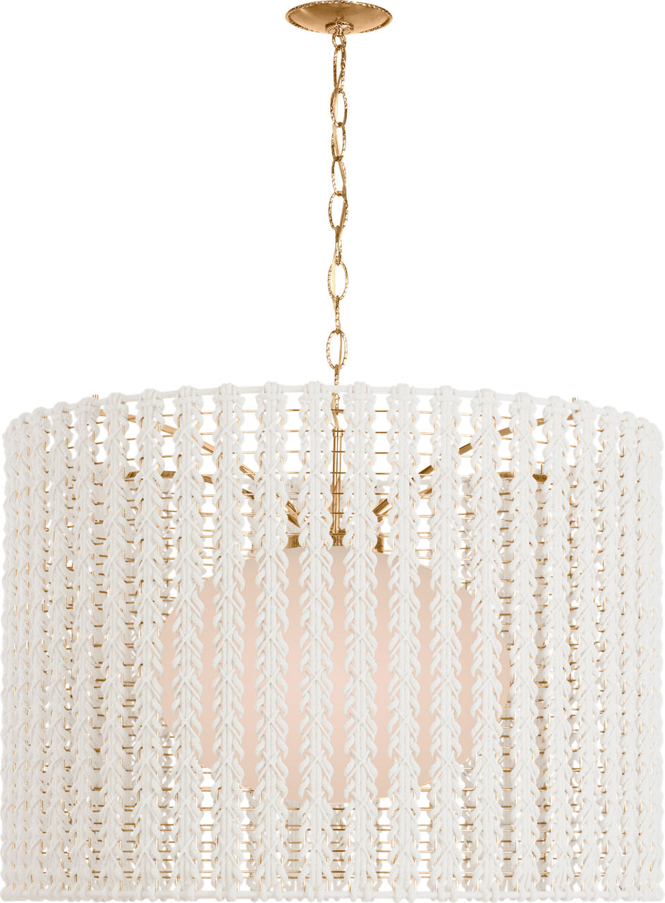 Catania 40" Hanging Shade | Antique-Burnished Brass | Cream Braided Rope