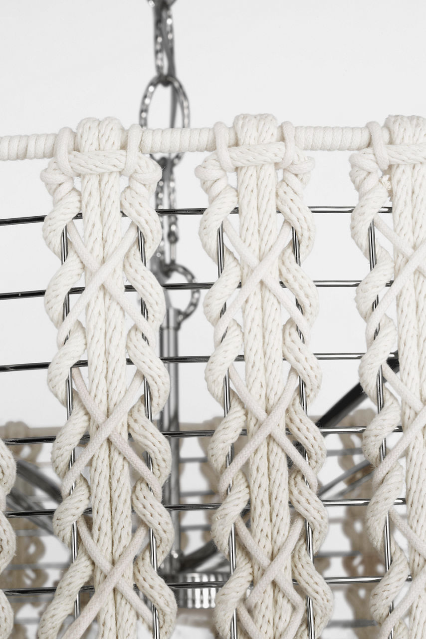 Catania 40" Hanging Shade | Polished Nickel | Cream Braided Rope