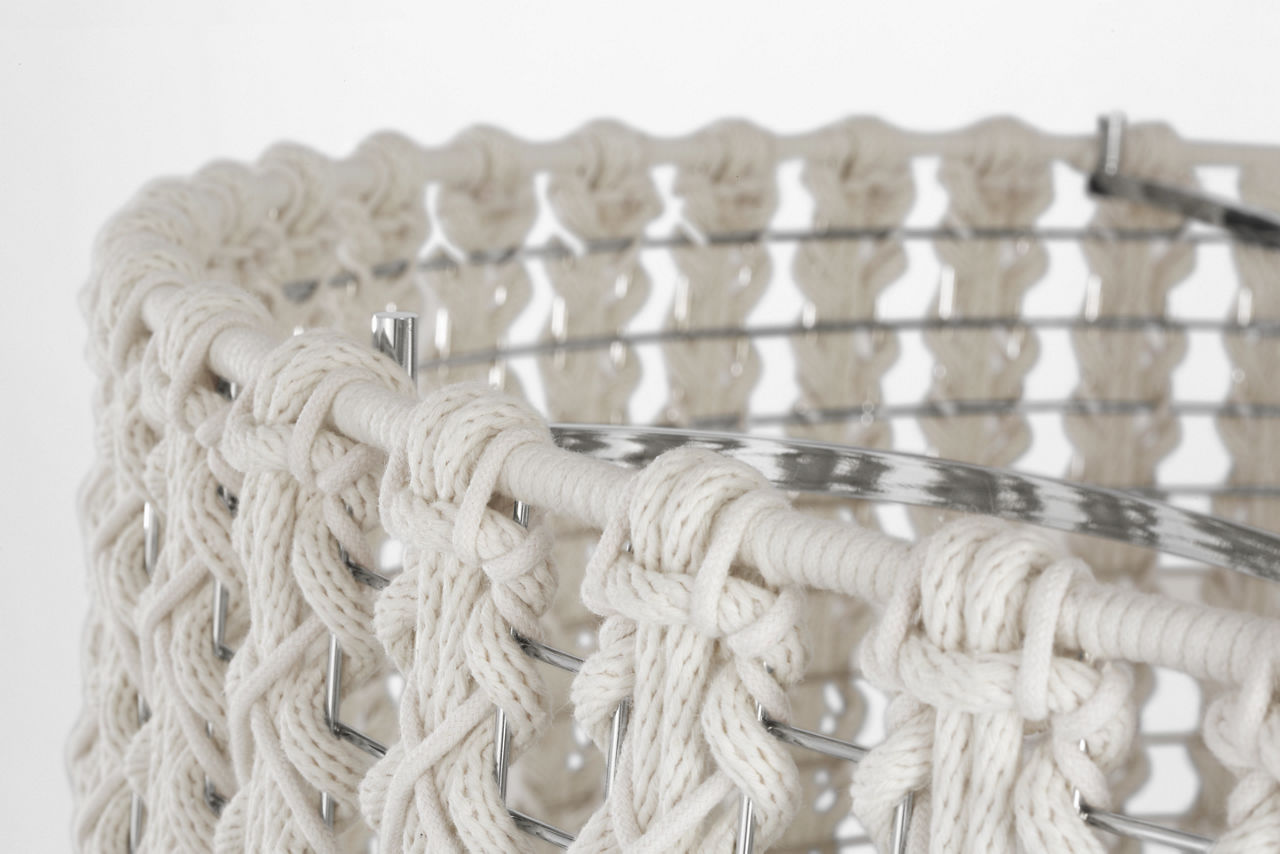 Catania 40" Hanging Shade | Polished Nickel | Cream Braided Rope