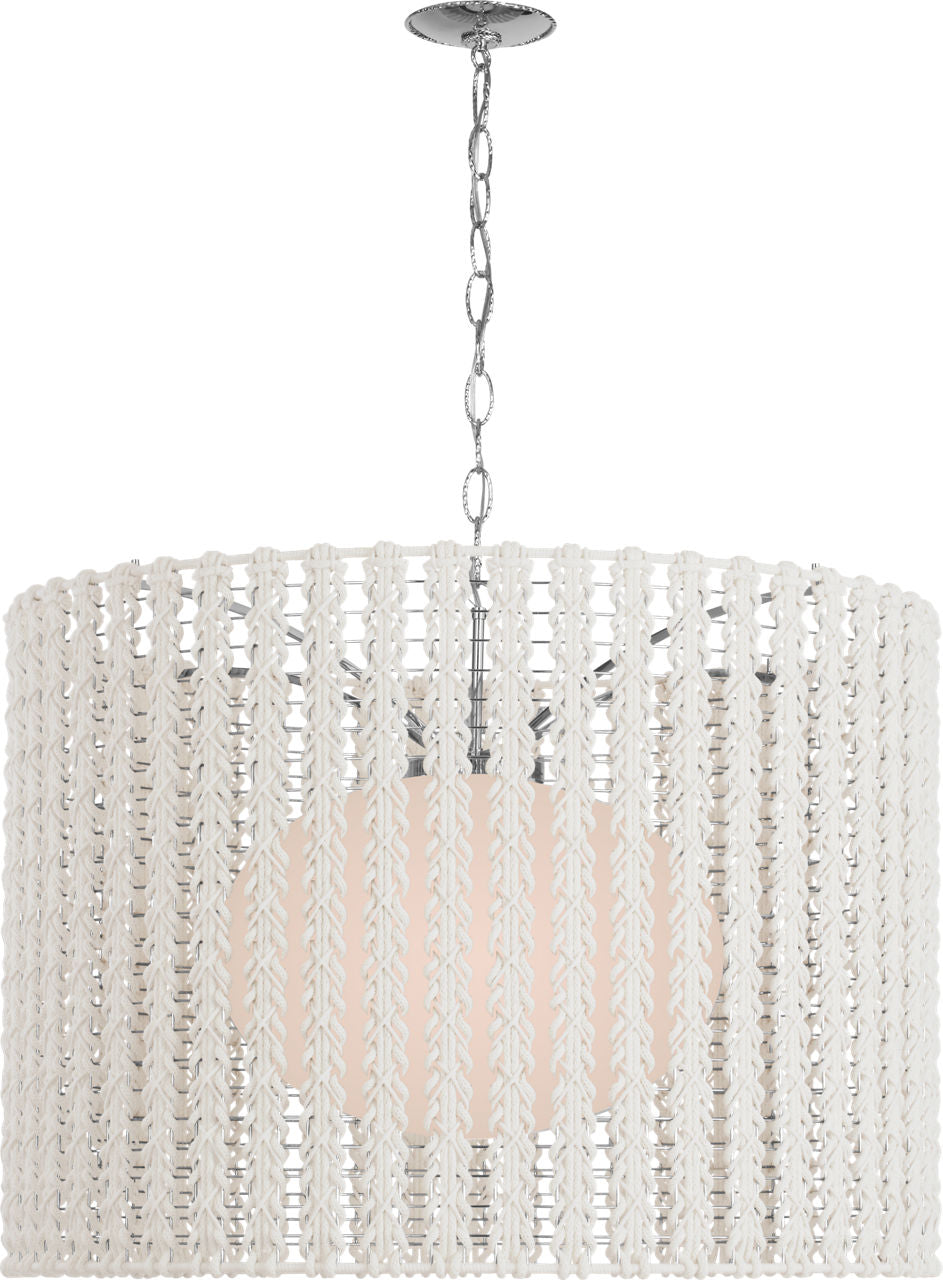 Catania 40" Hanging Shade | Polished Nickel | Cream Braided Rope