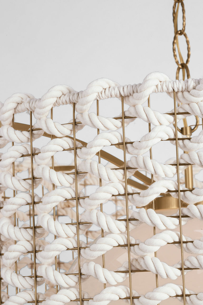 Catania 30" Hanging Shade | Antique-Burnished Brass | Cream Woven Rope