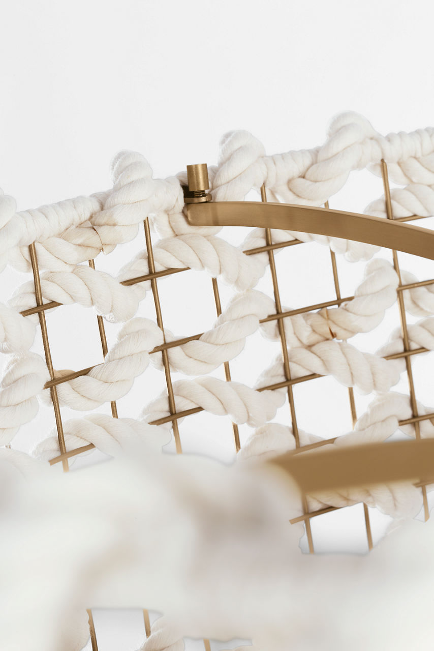 Catania 30" Hanging Shade | Antique-Burnished Brass | Cream Woven Rope
