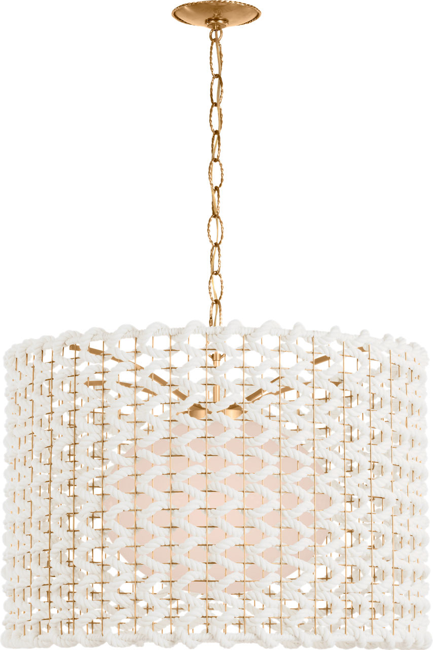 Catania 30" Hanging Shade | Antique-Burnished Brass | Cream Woven Rope