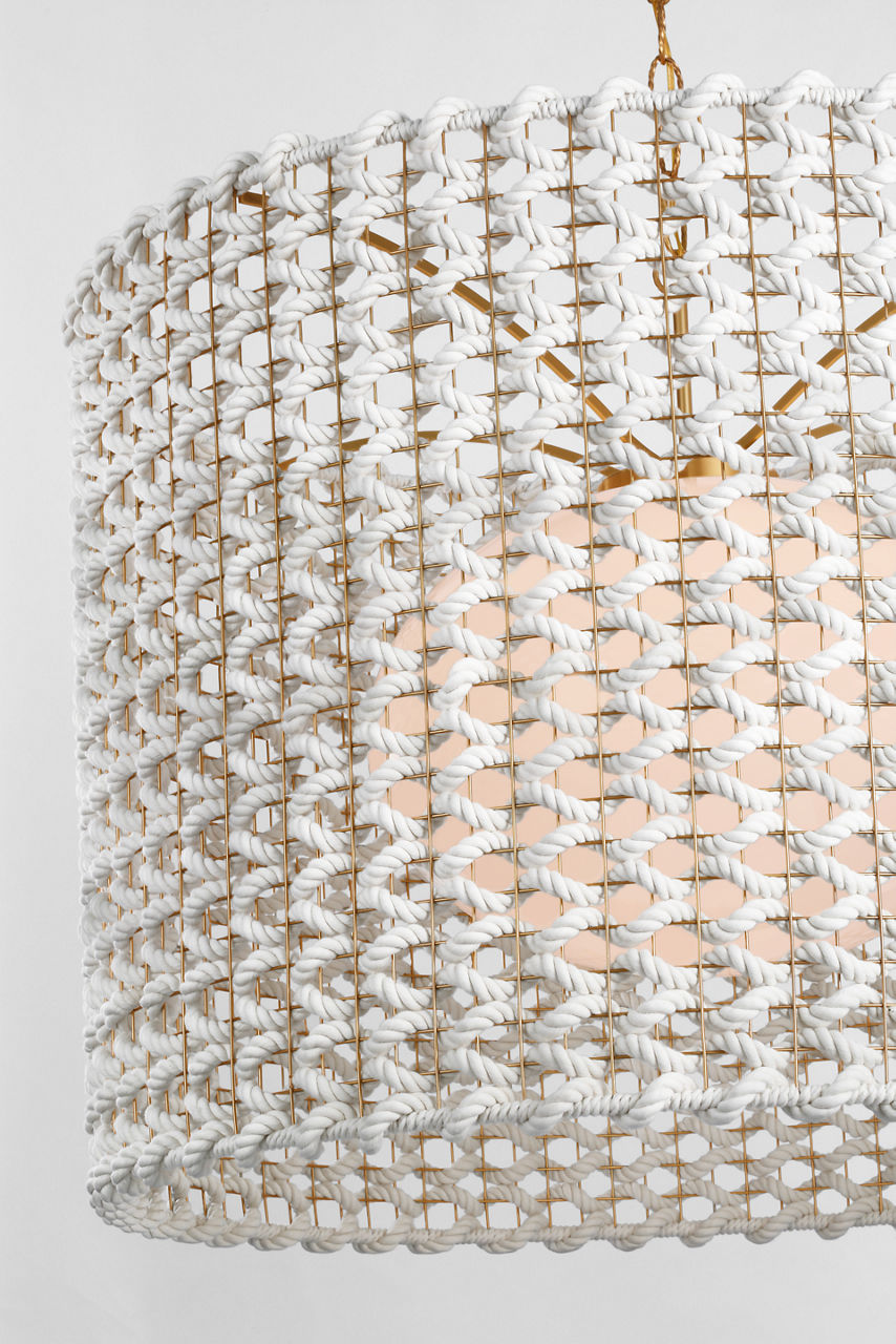 Catania 40" Hanging Shade | Antique-Burnished Brass | Cream Woven Rope