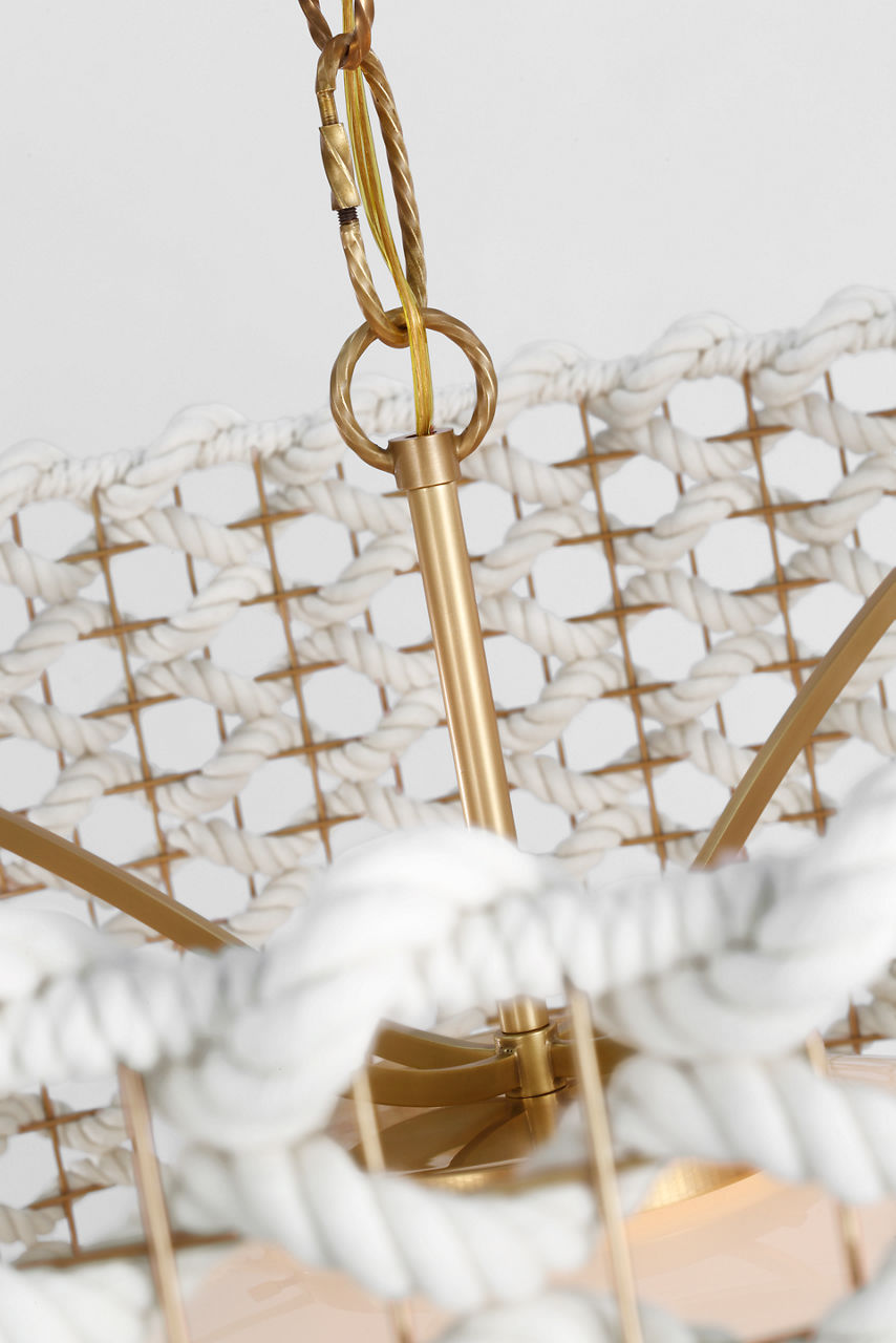 Catania 40" Hanging Shade | Antique-Burnished Brass | Cream Woven Rope