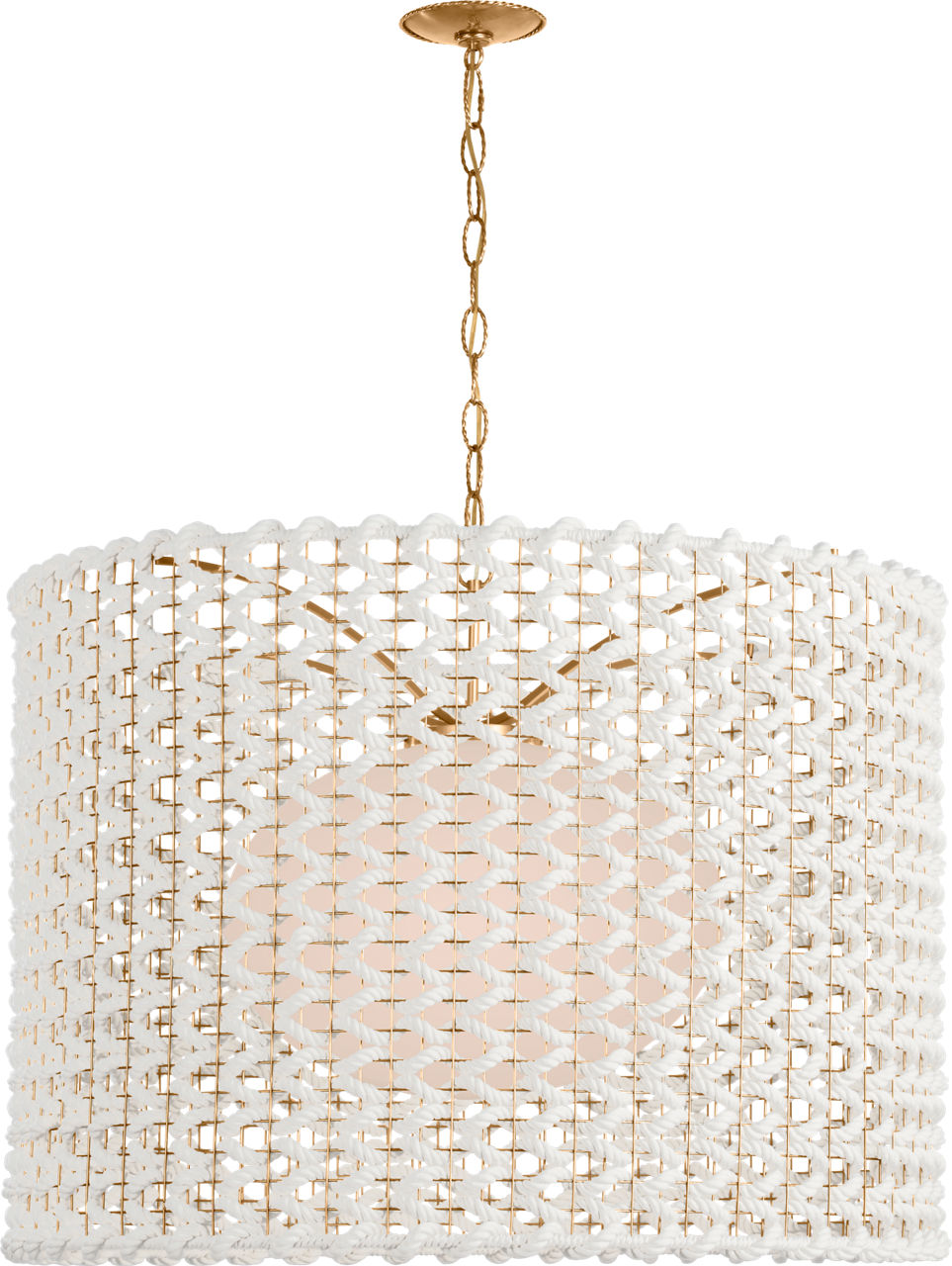 Catania 40" Hanging Shade | Antique-Burnished Brass | Cream Woven Rope