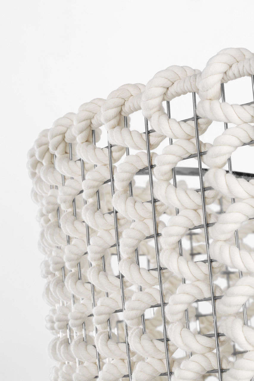 Catania 40" Hanging Shade | Polished Nickel | Cream Woven Rope
