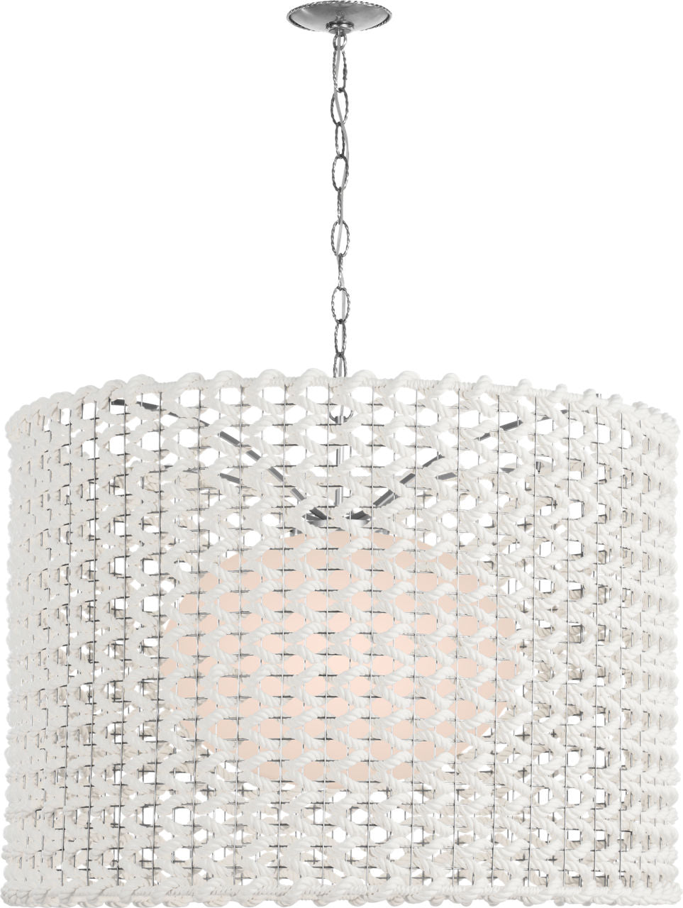 Catania 40" Hanging Shade | Polished Nickel | Cream Woven Rope