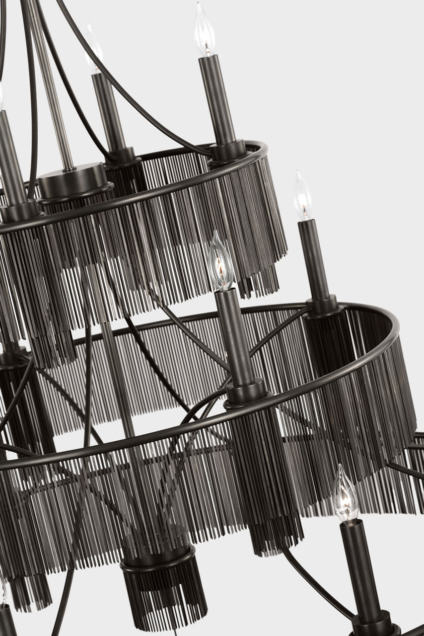 Sutton 50" Three Tier Chandelier | Bronze