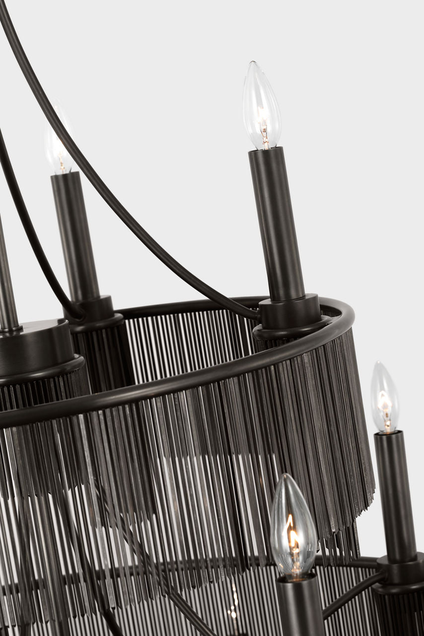 Sutton 50" Three Tier Chandelier | Bronze