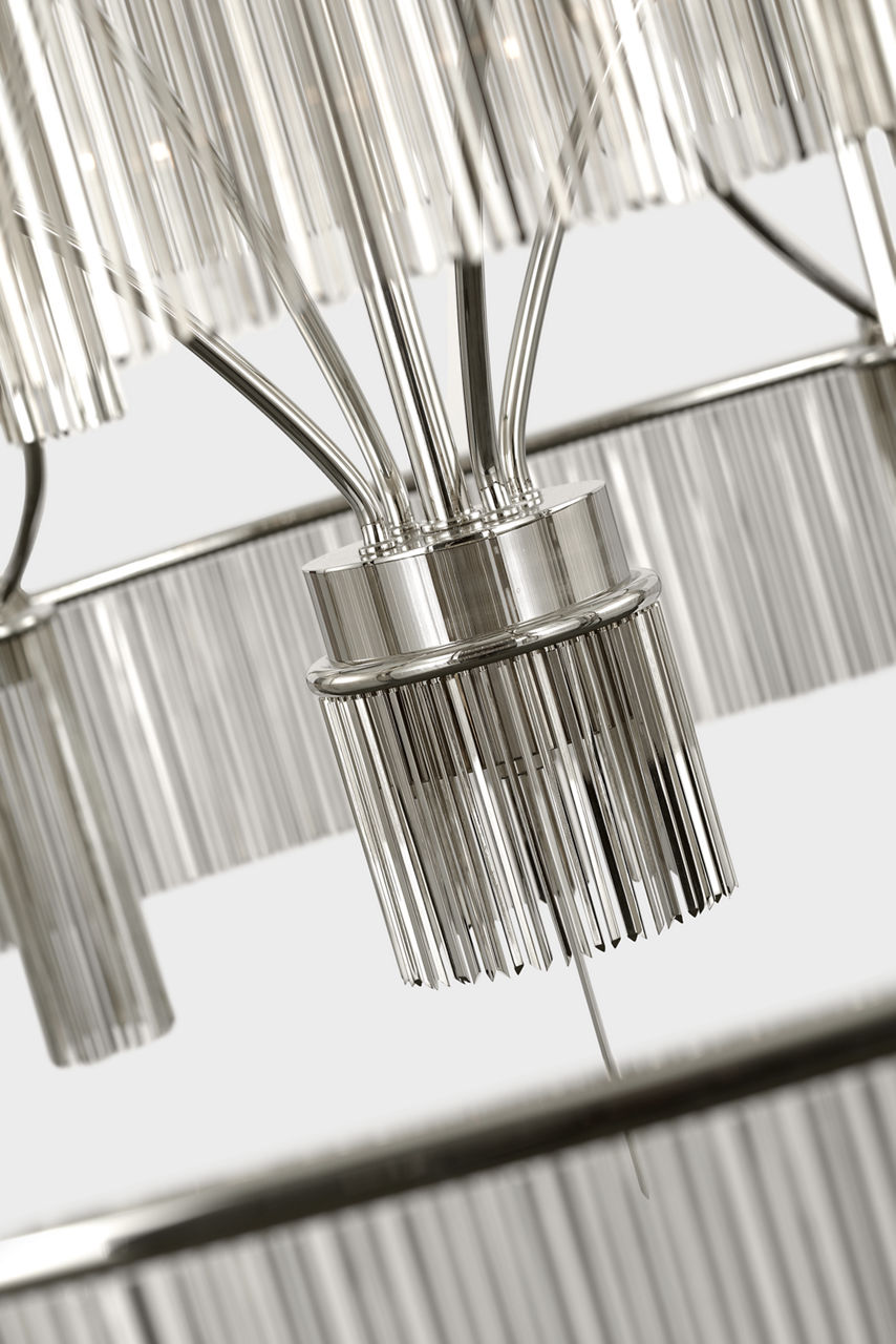 Sutton 50" Three Tier Chandelier | Polished Nickel