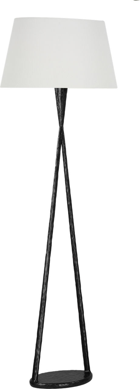 Cesta 60" Sculpted Floor Lamp | Aged Iron | Linen Shade