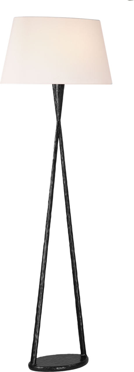 Cesta 60" Sculpted Floor Lamp | Aged Iron | Linen Shade