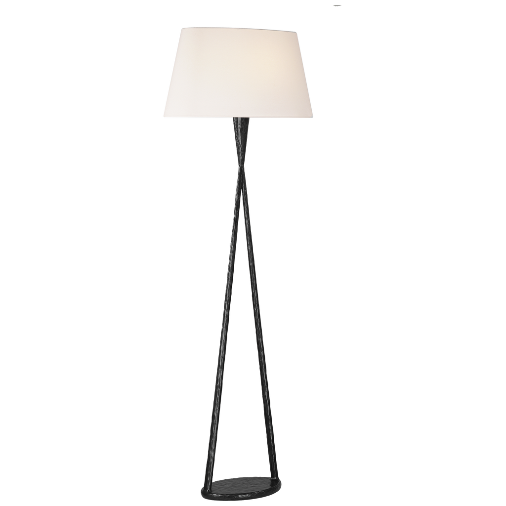 Cesta 60" Sculpted Floor Lamp | Aged Iron | Linen Shade