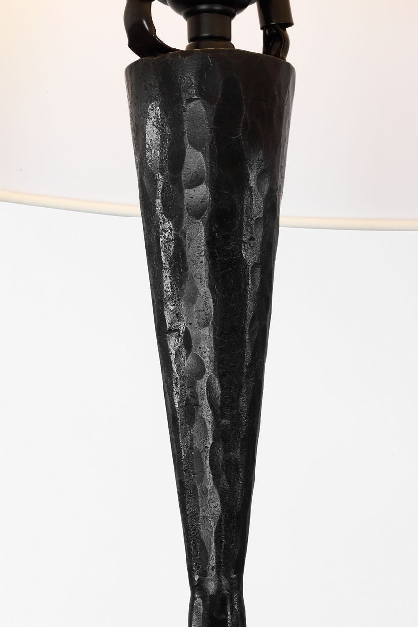 Cesta 60" Sculpted Floor Lamp | Aged Iron | Linen Shade