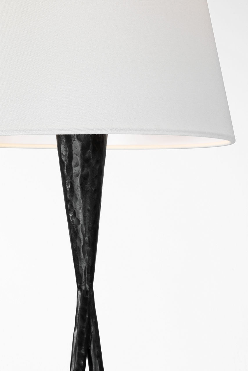 Cesta 60" Sculpted Floor Lamp | Aged Iron | Linen Shade