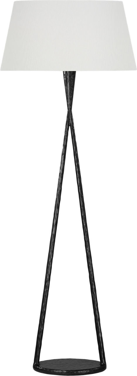 Cesta 60" Sculpted Floor Lamp | Aged Iron | Linen Shade