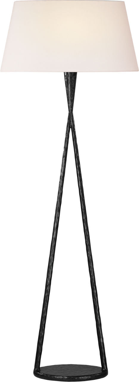Cesta 60" Sculpted Floor Lamp | Aged Iron | Linen Shade