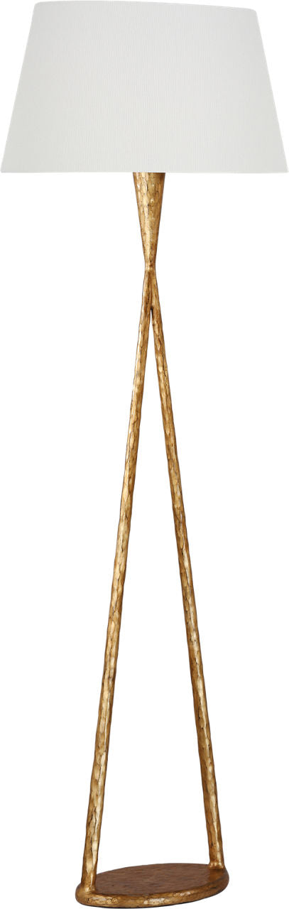 Cesta 60" Sculpted Floor Lamp | Gilded Iron | Linen Shade