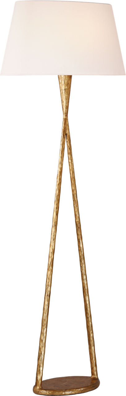 Cesta 60" Sculpted Floor Lamp | Gilded Iron | Linen Shade