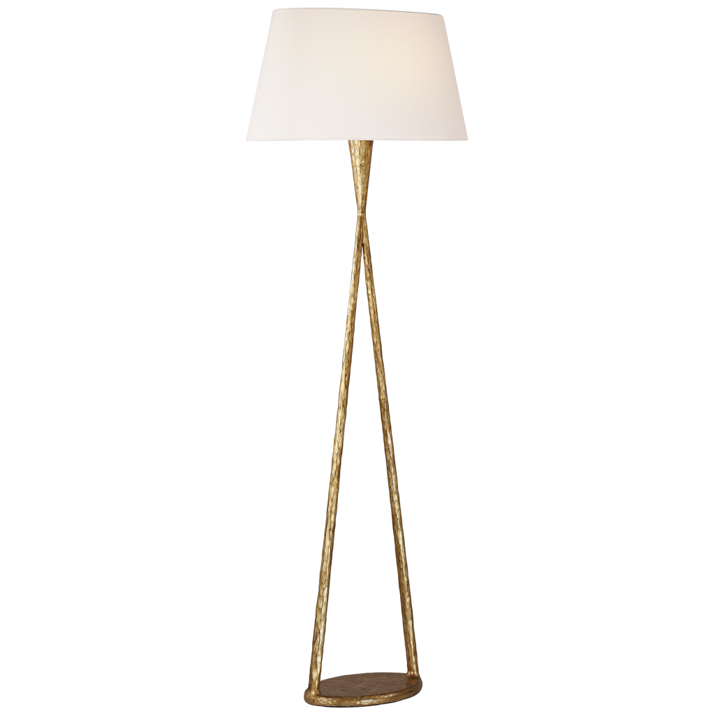 Cesta 60" Sculpted Floor Lamp | Gilded Iron | Linen Shade