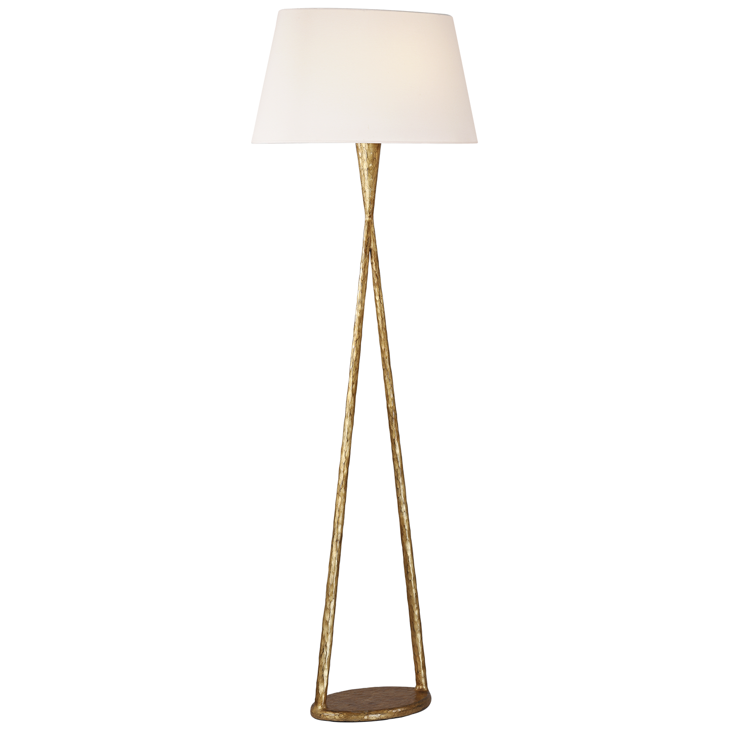 Cesta 60" Sculpted Floor Lamp | Gilded Iron | Linen Shade
