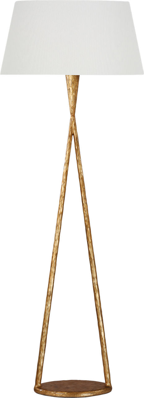 Cesta 60" Sculpted Floor Lamp | Gilded Iron | Linen Shade