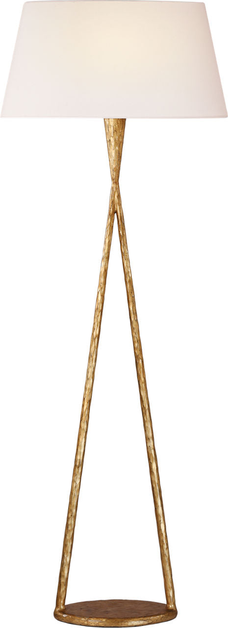 Cesta 60" Sculpted Floor Lamp | Gilded Iron | Linen Shade